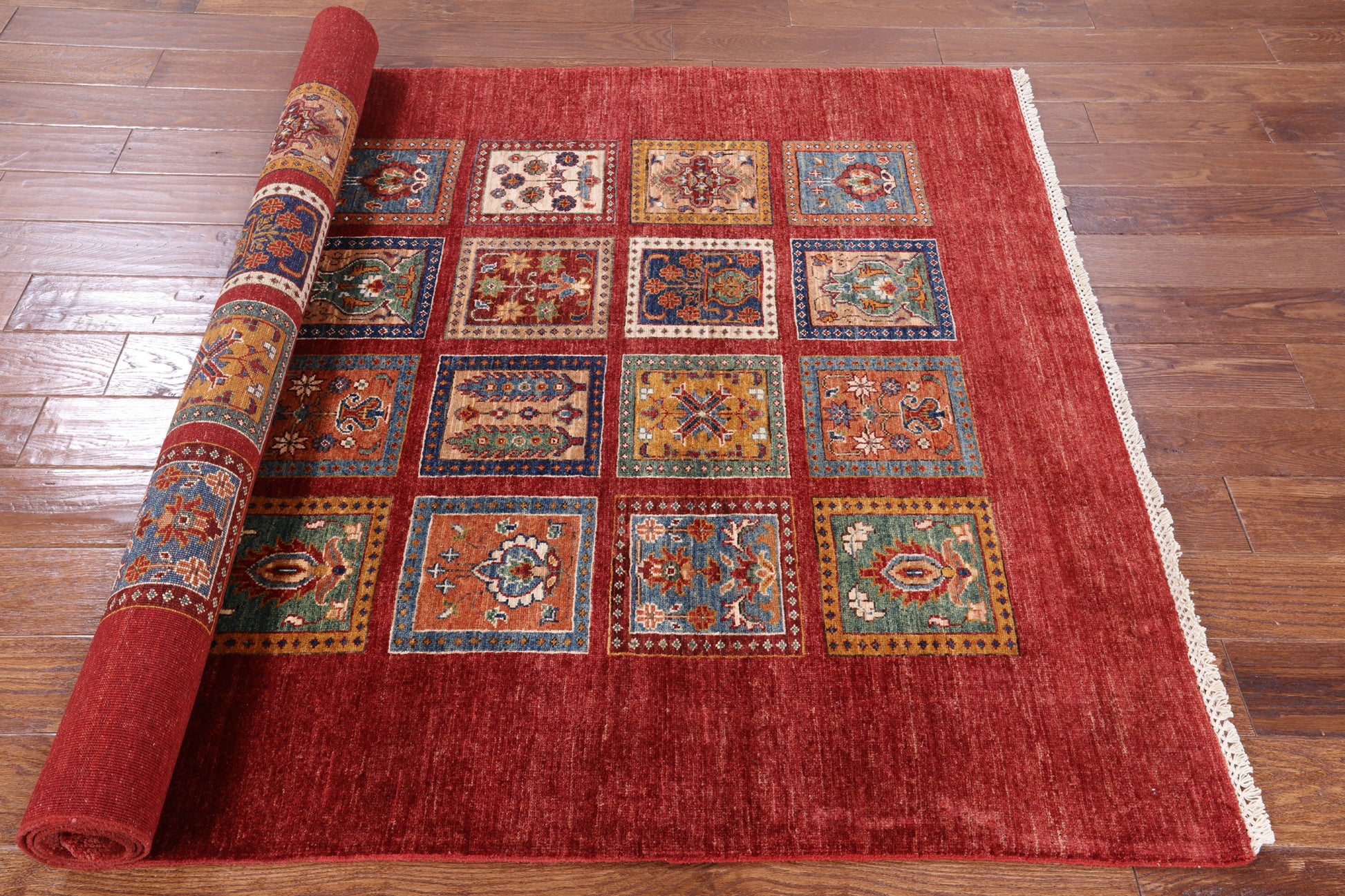 Red Tribal Persian Gabbeh Hand Knotted Wool Rug - 4' 11" X 7' 2" - Golden Nile