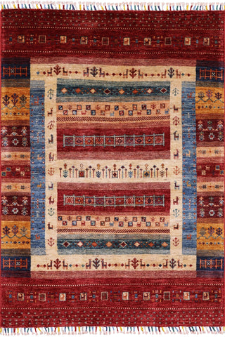 Tribal Persian Gabbeh Hand Knotted Wool Area Rug - 4' 2