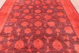 Red Full Pile Overdyed Hand Knotted Wool Area Rug - 8' 1" X 9' 10" - Golden Nile