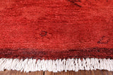 Red Full Pile Overdyed Hand Knotted Wool Area Rug - 8' 1" X 9' 10" - Golden Nile