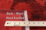 Red Full Pile Overdyed Hand Knotted Wool Area Rug - 8' 1" X 9' 10" - Golden Nile