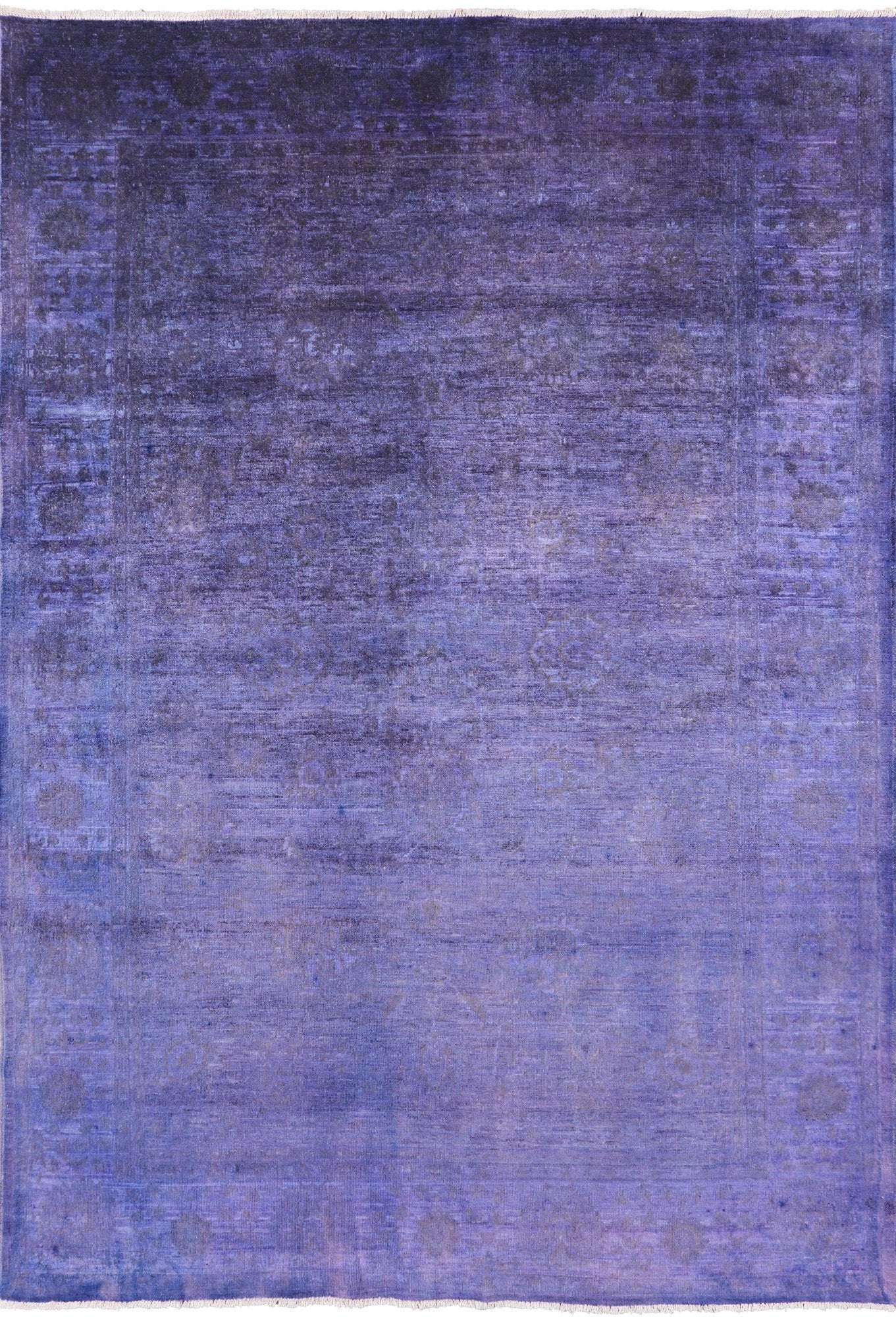 Purple Full Pile Overdyed Hand Knotted Wool Area Rug - 5' 11" X 8' 9" - Golden Nile