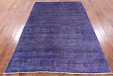 Purple Full Pile Overdyed Hand Knotted Wool Area Rug - 5' 11" X 8' 9" - Golden Nile