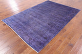 Purple Full Pile Overdyed Hand Knotted Wool Area Rug - 5' 11" X 8' 9" - Golden Nile