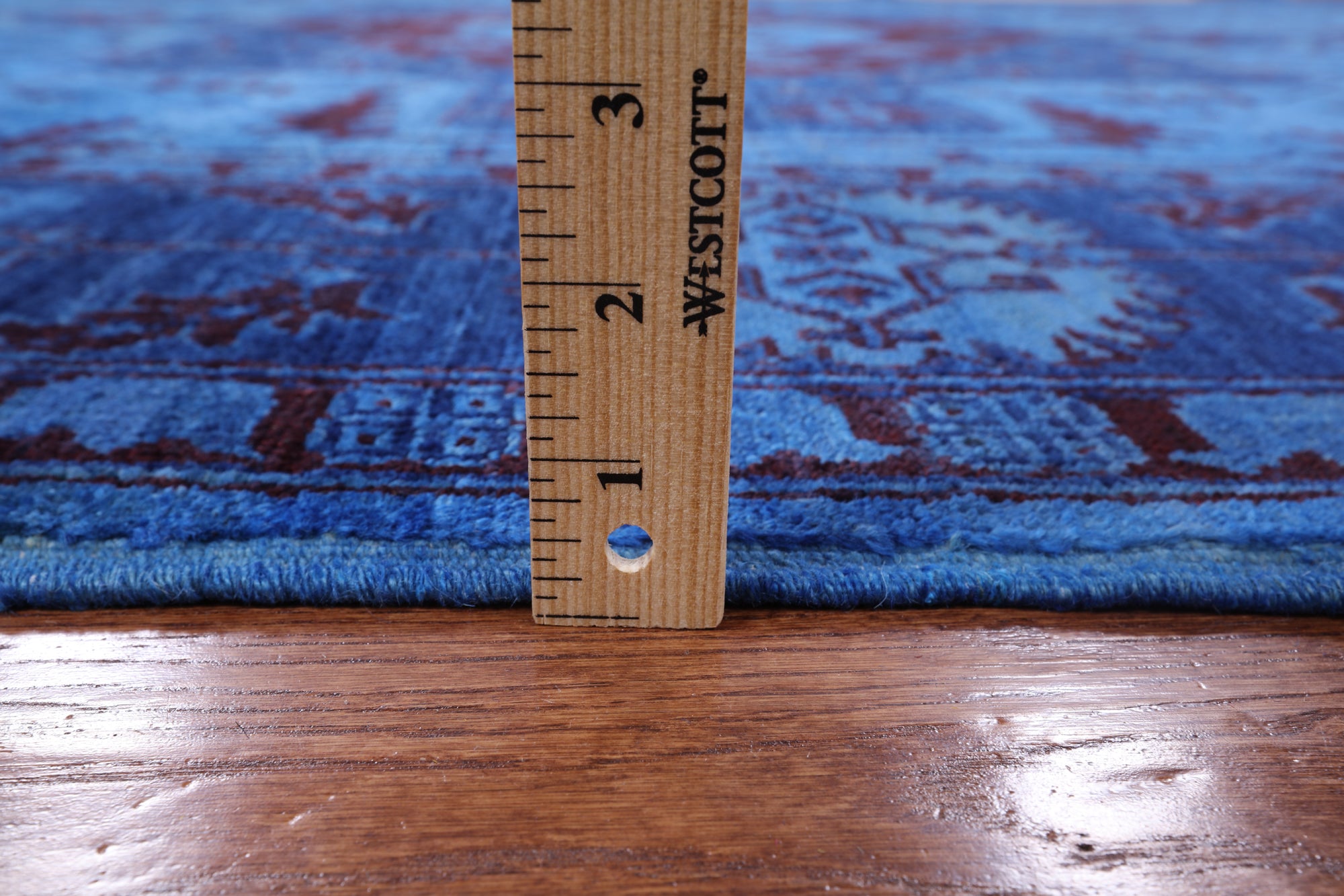 Blue Full Pile Overdyed Hand Knotted Wool Rug - 8' 3" X 10' 0" - Golden Nile