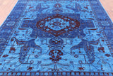 Blue Full Pile Overdyed Hand Knotted Wool Rug - 8' 3" X 10' 0" - Golden Nile