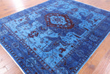 Blue Full Pile Overdyed Hand Knotted Wool Rug - 8' 3" X 10' 0" - Golden Nile