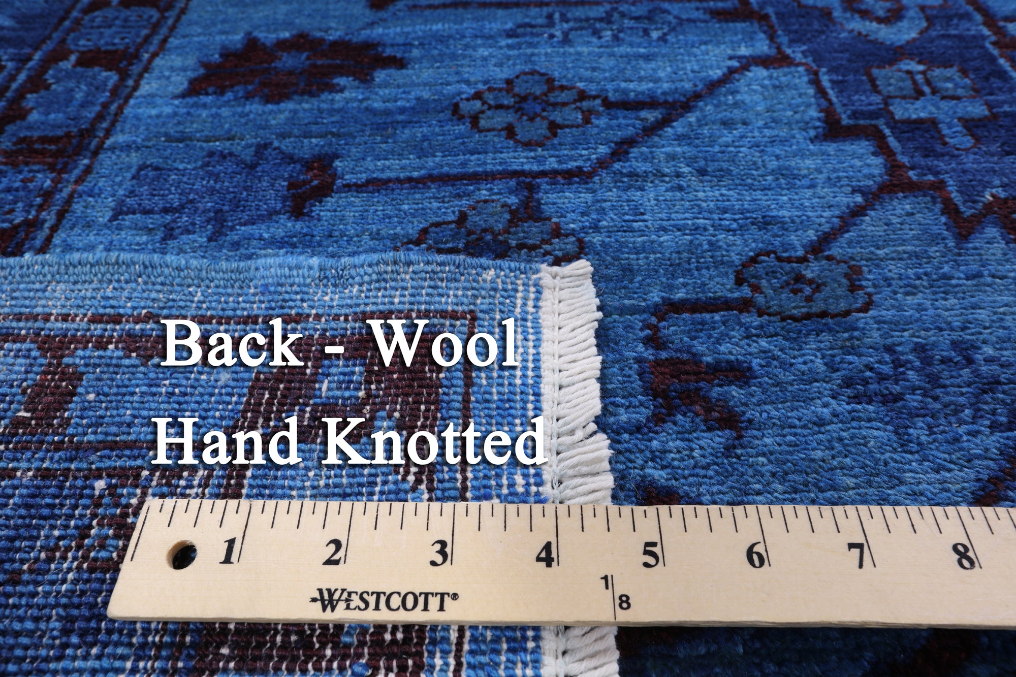 Blue Full Pile Overdyed Hand Knotted Wool Rug - 8' 3" X 10' 0" - Golden Nile