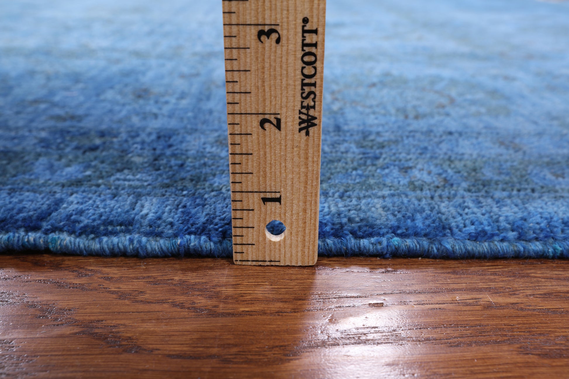 Blue Full Pile Overdyed Handmade Wool Rug - 8' 1" X 9' 7" - Golden Nile