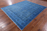 Blue Full Pile Overdyed Handmade Wool Rug - 8' 1" X 9' 7" - Golden Nile