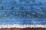 Blue Full Pile Overdyed Handmade Wool Rug - 8' 1" X 9' 7" - Golden Nile