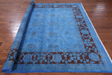 Blue Full Pile Overdyed Hand Knotted Wool Area Rug - 8' 2" X 9' 6" - Golden Nile