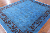 Blue Full Pile Overdyed Hand Knotted Wool Area Rug - 8' 2" X 9' 6" - Golden Nile