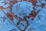 Blue Full Pile Overdyed Hand Knotted Wool Area Rug - 8' 2" X 9' 6" - Golden Nile