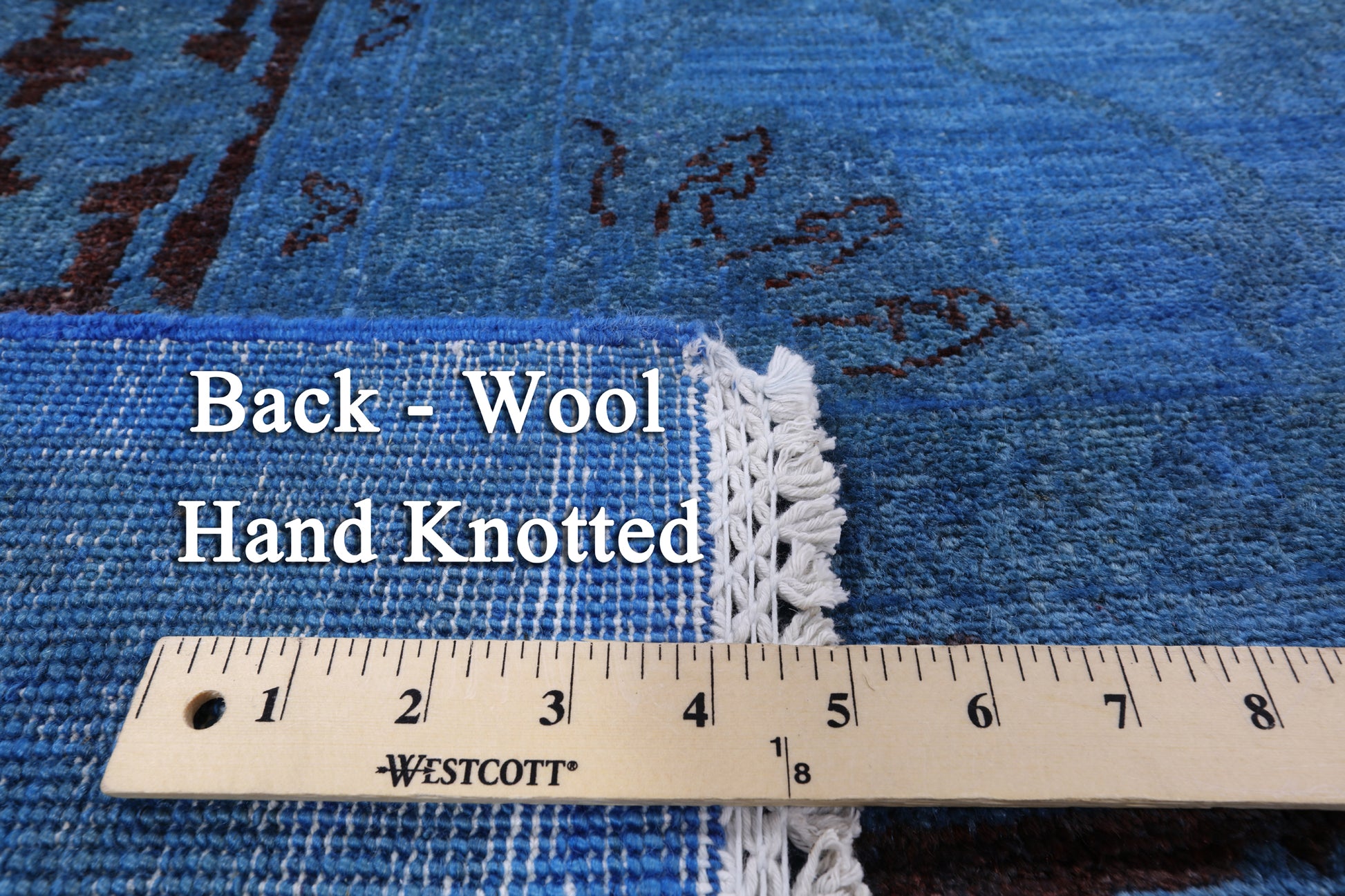 Blue Full Pile Overdyed Hand Knotted Wool Area Rug - 8' 2" X 9' 6" - Golden Nile