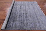 Grey Full Pile Overdyed Hand Knotted Wool Area Rug - 8' 2" X 9' 10" - Golden Nile