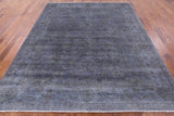 Grey Full Pile Overdyed Hand Knotted Wool Area Rug - 8' 2" X 9' 10" - Golden Nile