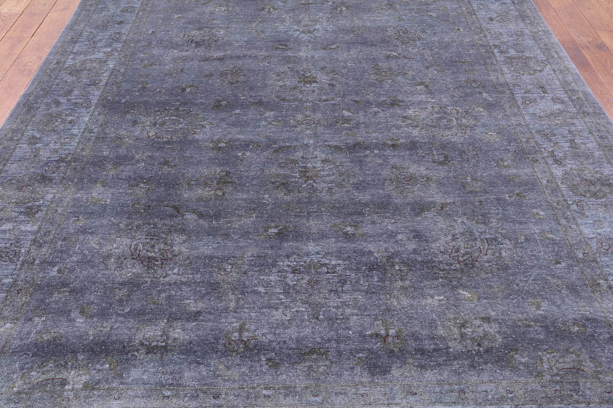 Grey Full Pile Overdyed Hand Knotted Wool Area Rug - 8' 2" X 9' 10" - Golden Nile