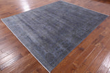 Grey Full Pile Overdyed Hand Knotted Wool Area Rug - 8' 2" X 9' 10" - Golden Nile