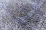 Grey Full Pile Overdyed Hand Knotted Wool Area Rug - 8' 2" X 9' 10" - Golden Nile