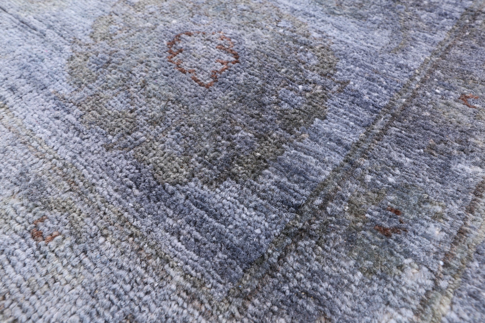Grey Full Pile Overdyed Hand Knotted Wool Area Rug - 8' 2" X 9' 10" - Golden Nile
