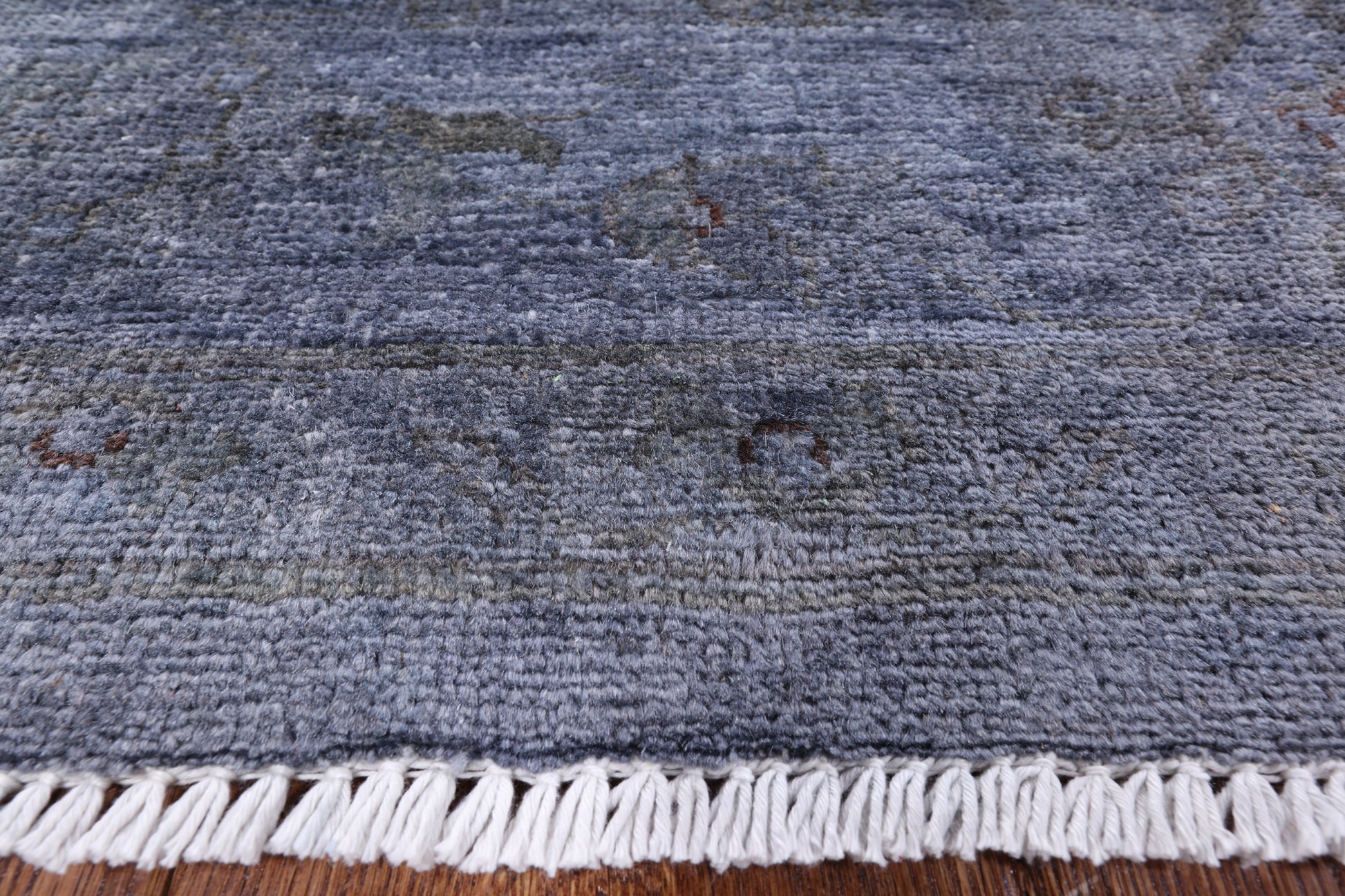 Grey Full Pile Overdyed Hand Knotted Wool Area Rug - 8' 2" X 9' 10" - Golden Nile