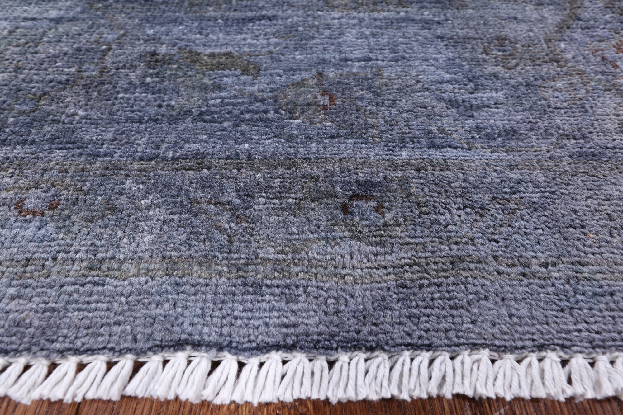 Grey Full Pile Overdyed Hand Knotted Wool Area Rug - 8' 2" X 9' 10" - Golden Nile
