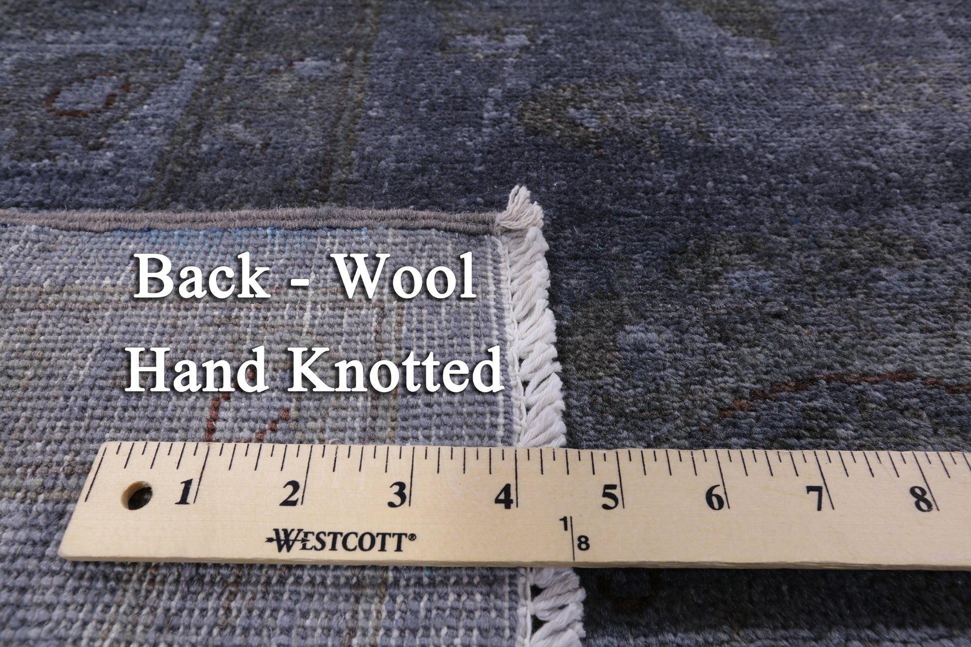 Grey Full Pile Overdyed Hand Knotted Wool Area Rug - 8' 2" X 9' 10" - Golden Nile