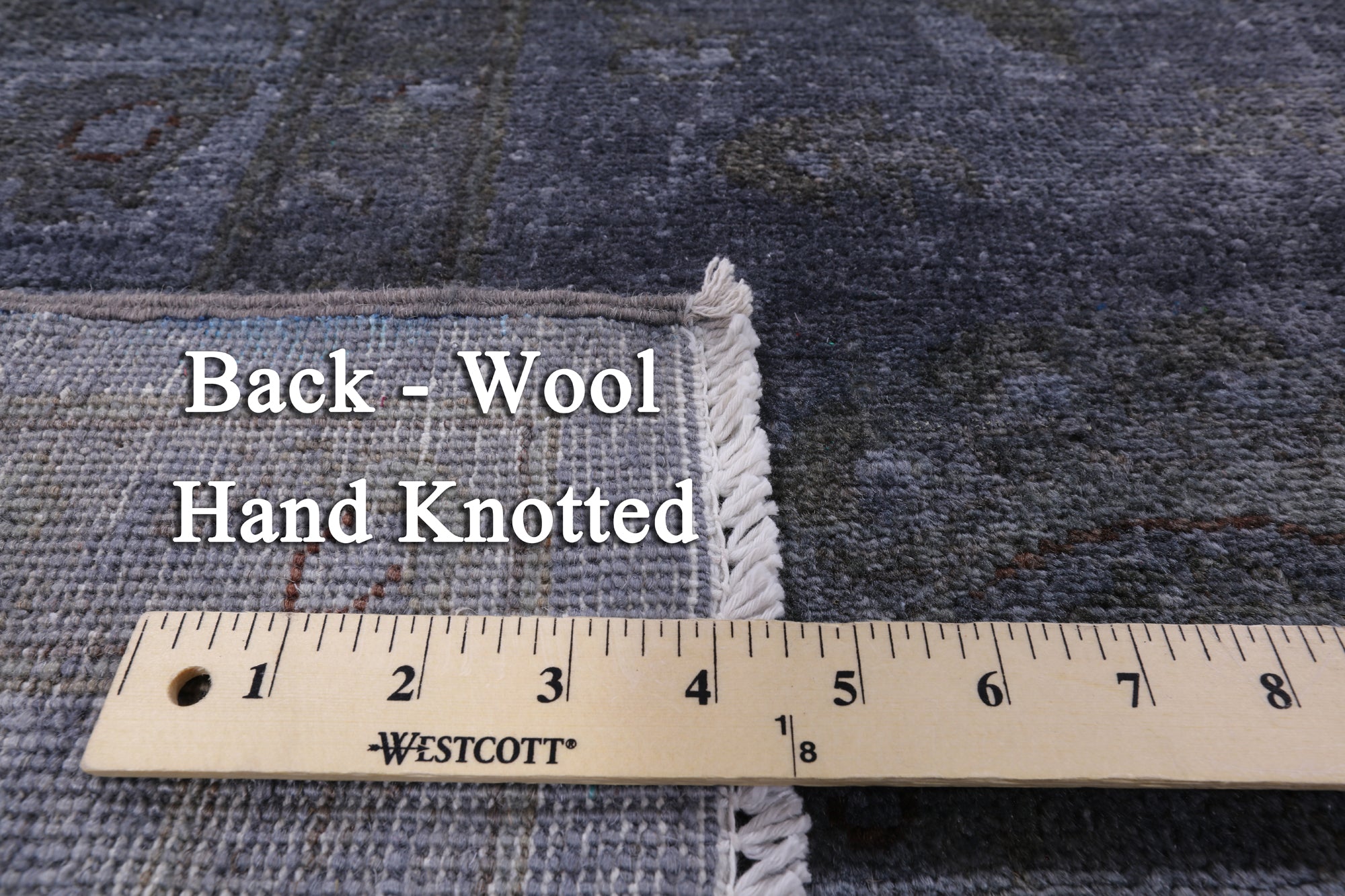 Grey Full Pile Overdyed Hand Knotted Wool Area Rug - 8' 2" X 9' 10" - Golden Nile