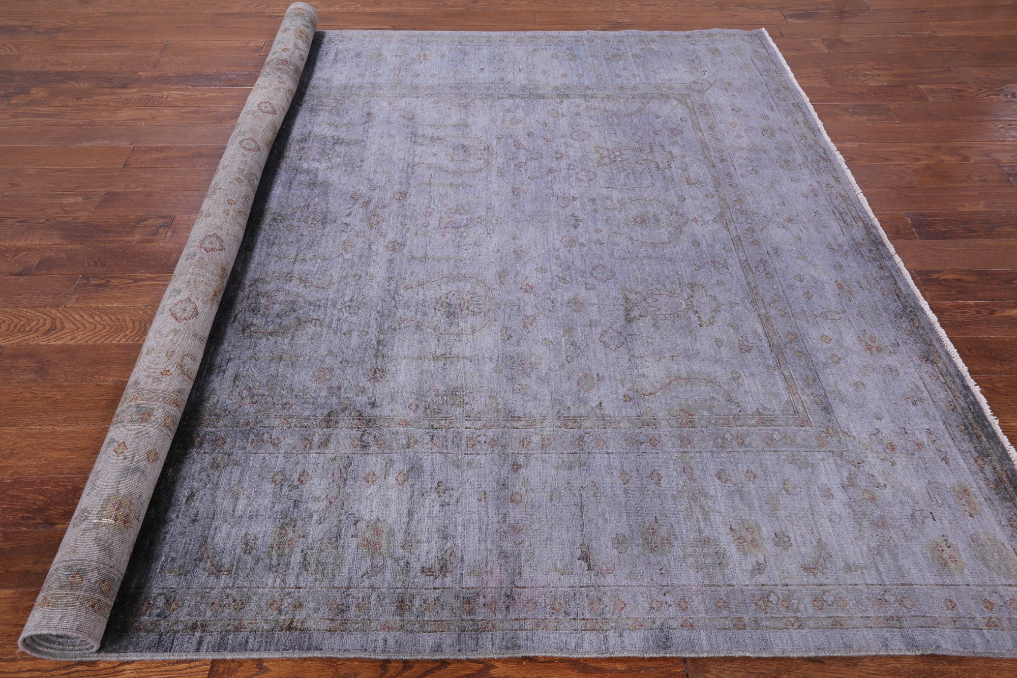 Grey Full Pile Overdyed Hand Knotted Area Rug - 8' 3" X 9' 10" - Golden Nile