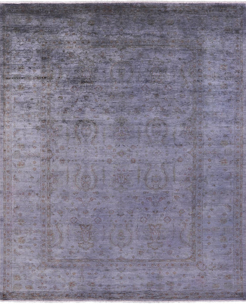 Grey Full Pile Overdyed Hand Knotted Area Rug - 8' 3" X 9' 10" - Golden Nile