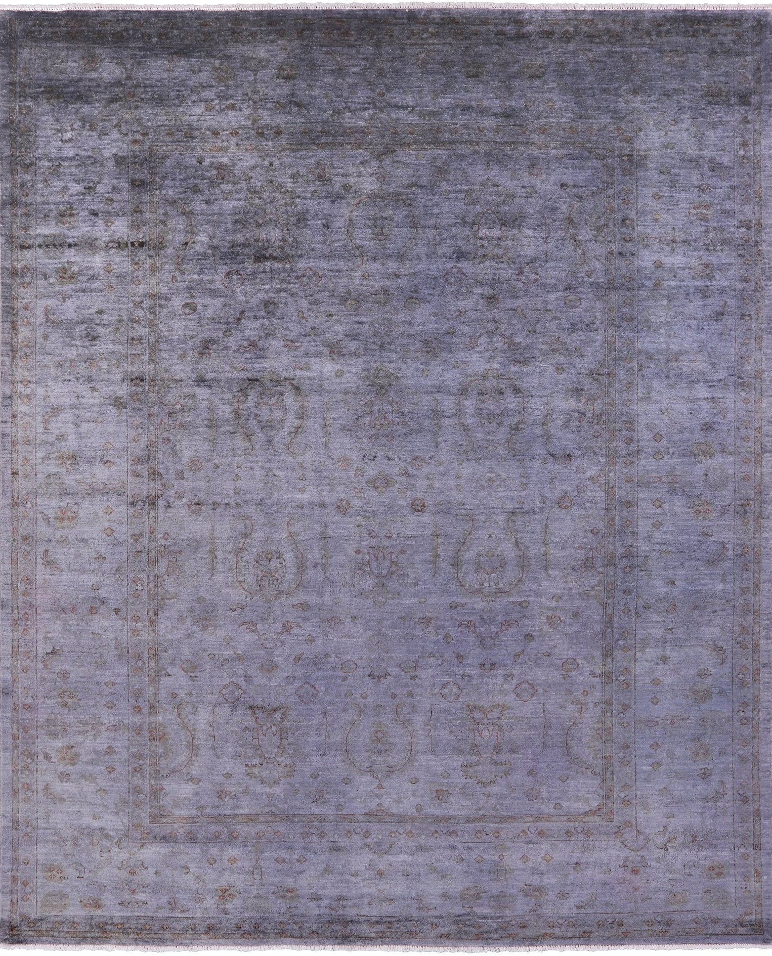 Grey Full Pile Overdyed Hand Knotted Area Rug - 8' 3" X 9' 10" - Golden Nile