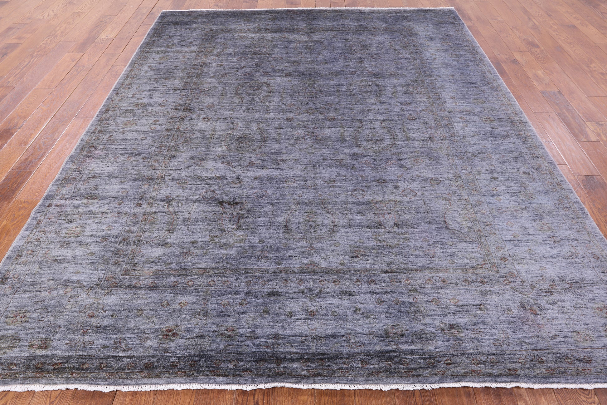 Grey Full Pile Overdyed Hand Knotted Area Rug - 8' 3" X 9' 10" - Golden Nile