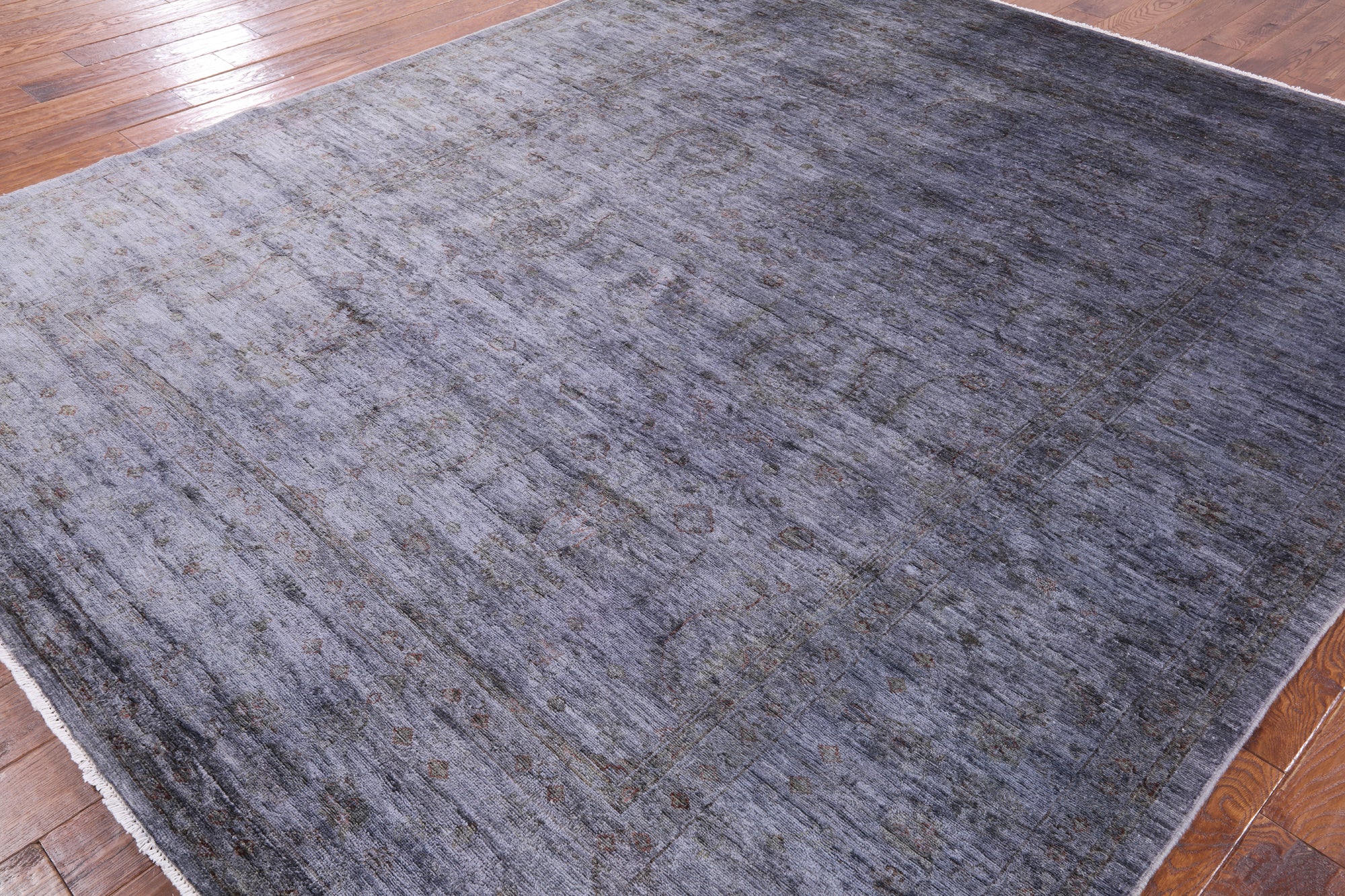 Grey Full Pile Overdyed Hand Knotted Area Rug - 8' 3" X 9' 10" - Golden Nile