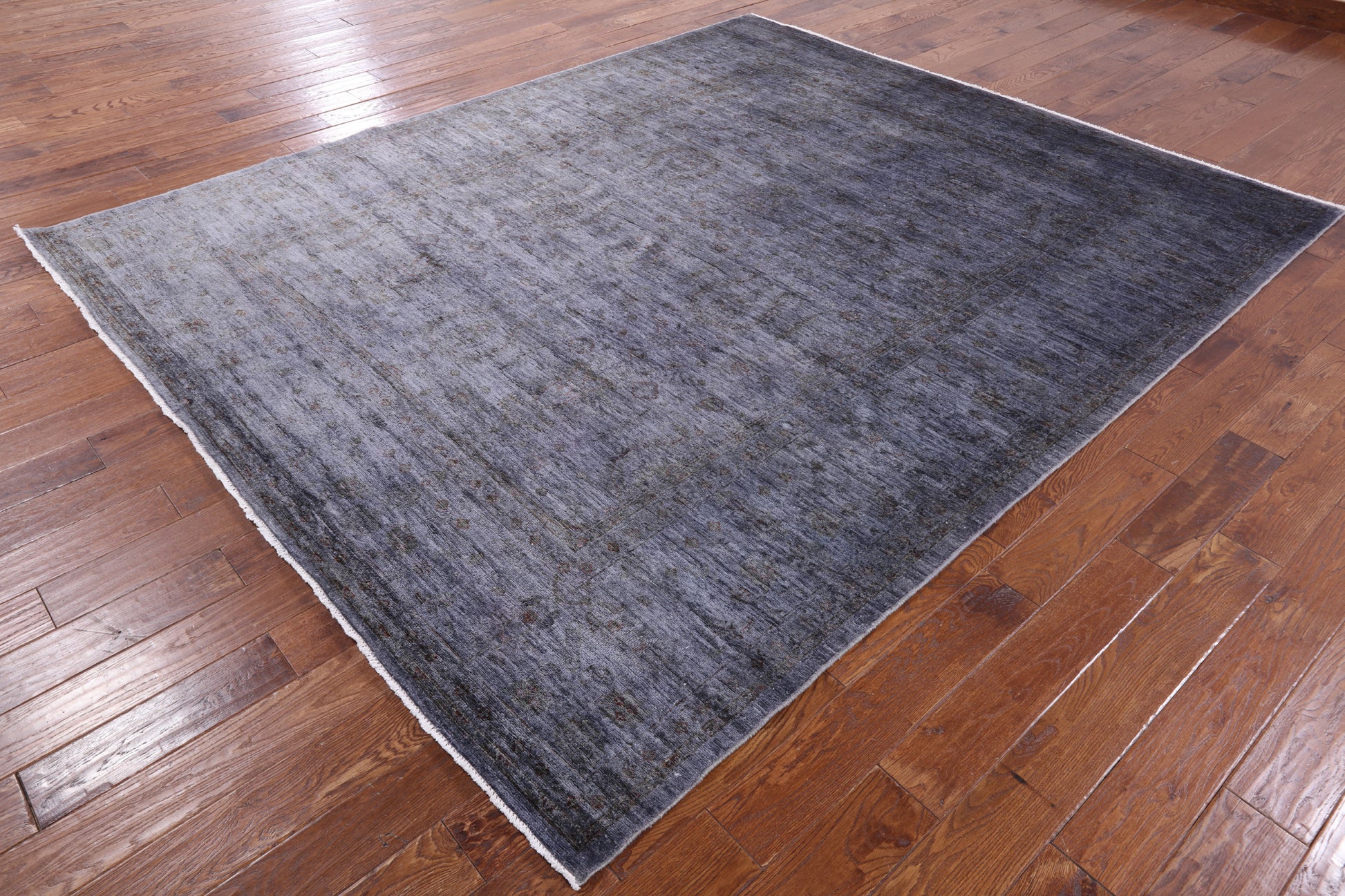 Grey Full Pile Overdyed Hand Knotted Area Rug - 8' 3" X 9' 10" - Golden Nile