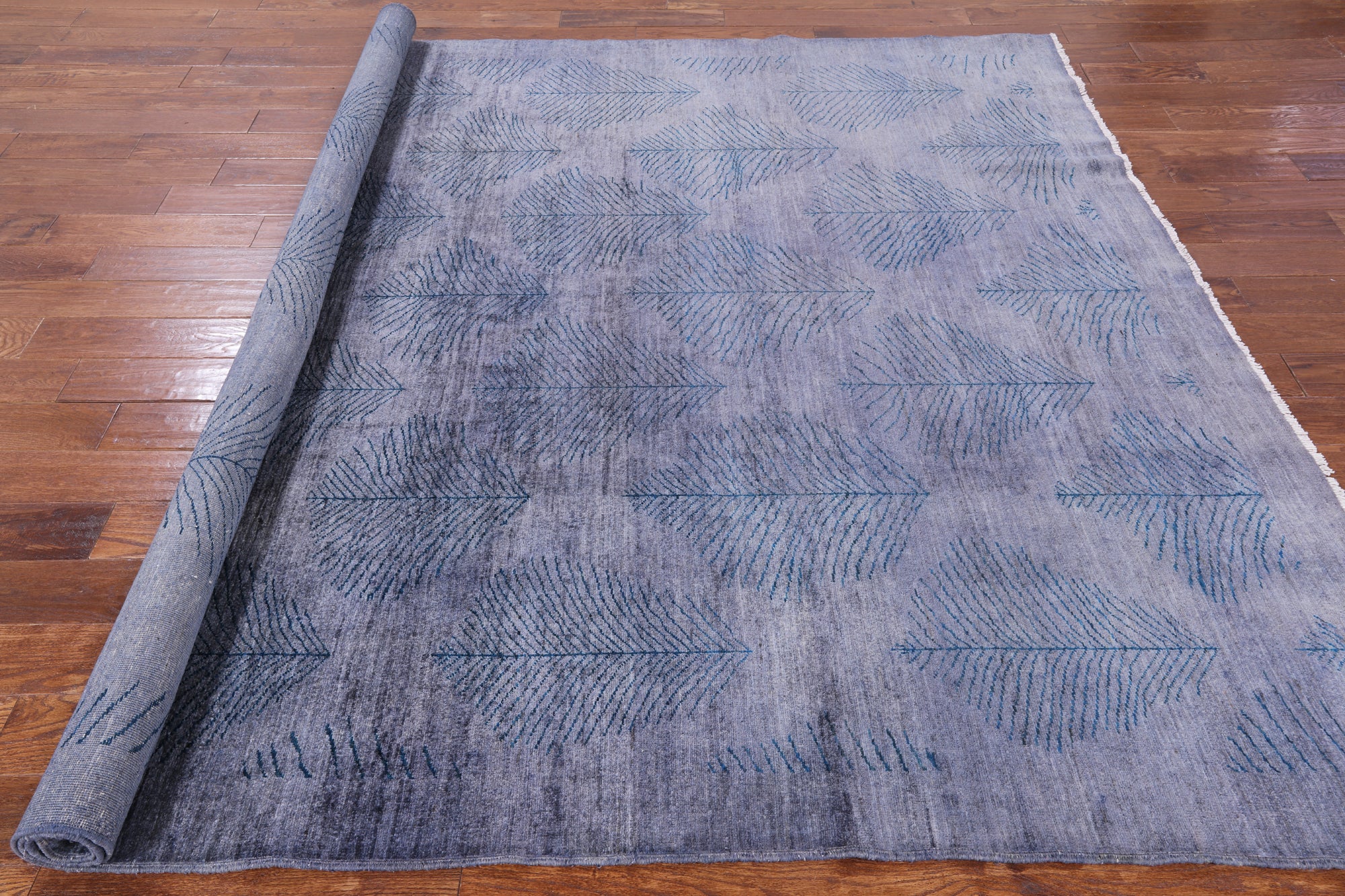 Grey Overdyed Full Pile Wool Hand Knotted Area Rug - 8' 1" X 9' 4" - Golden Nile