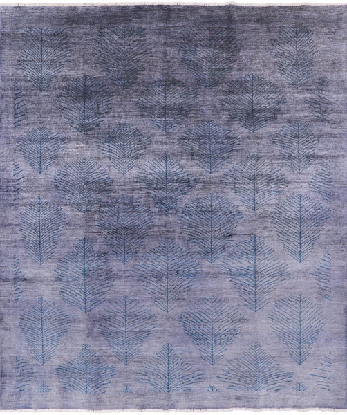 Grey Overdyed Full Pile Wool Hand Knotted Area Rug - 8' 1" X 9' 4" - Golden Nile