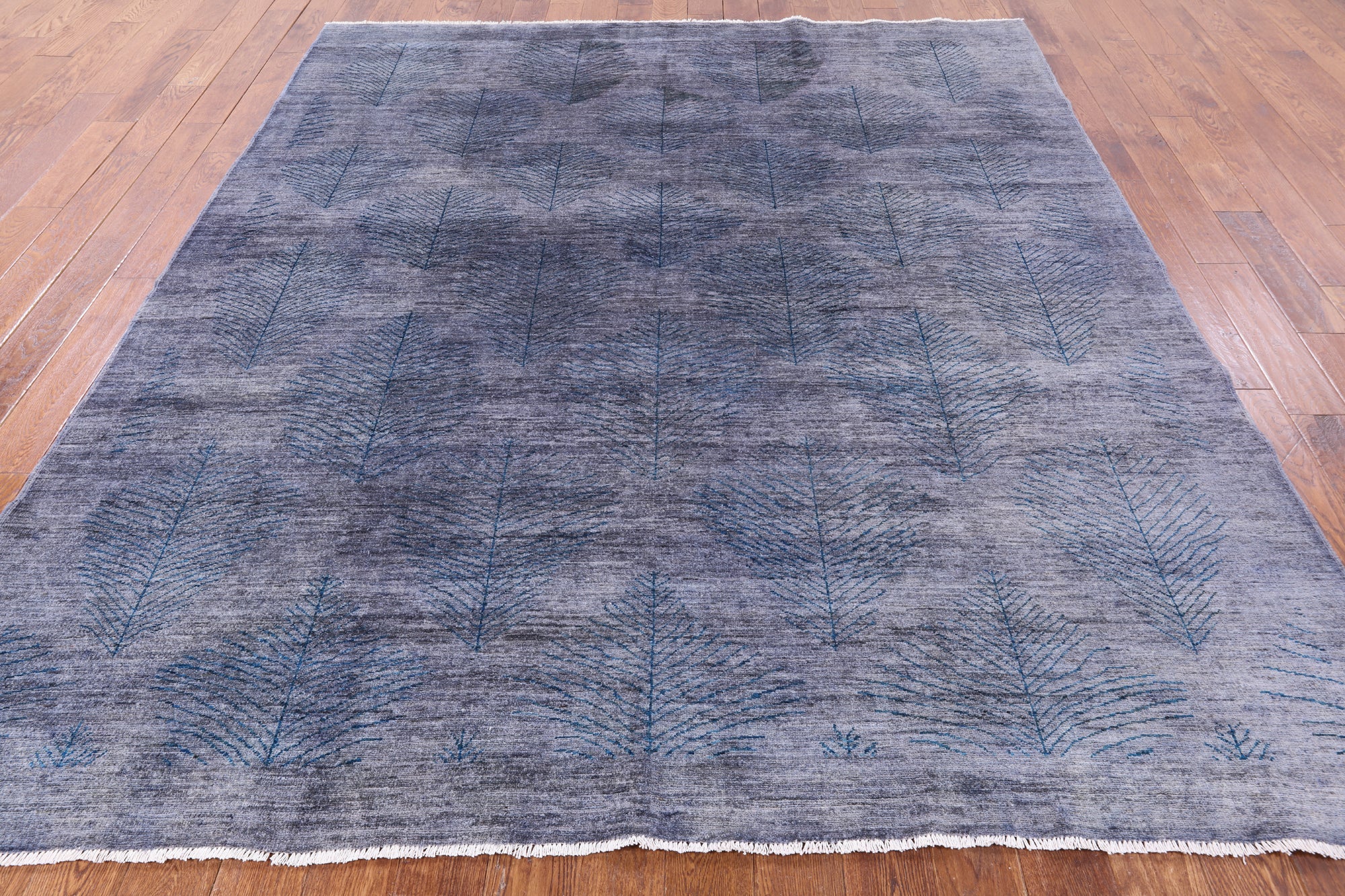 Grey Overdyed Full Pile Wool Hand Knotted Area Rug - 8' 1" X 9' 4" - Golden Nile