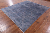 Grey Overdyed Full Pile Wool Hand Knotted Area Rug - 8' 1" X 9' 4" - Golden Nile