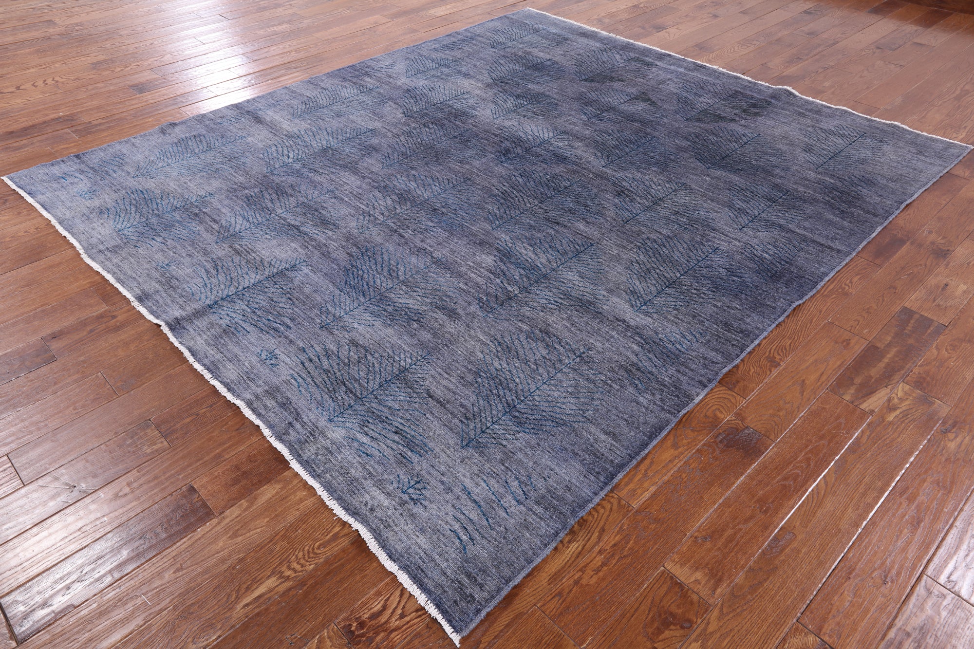 Grey Overdyed Full Pile Wool Hand Knotted Area Rug - 8' 1" X 9' 4" - Golden Nile