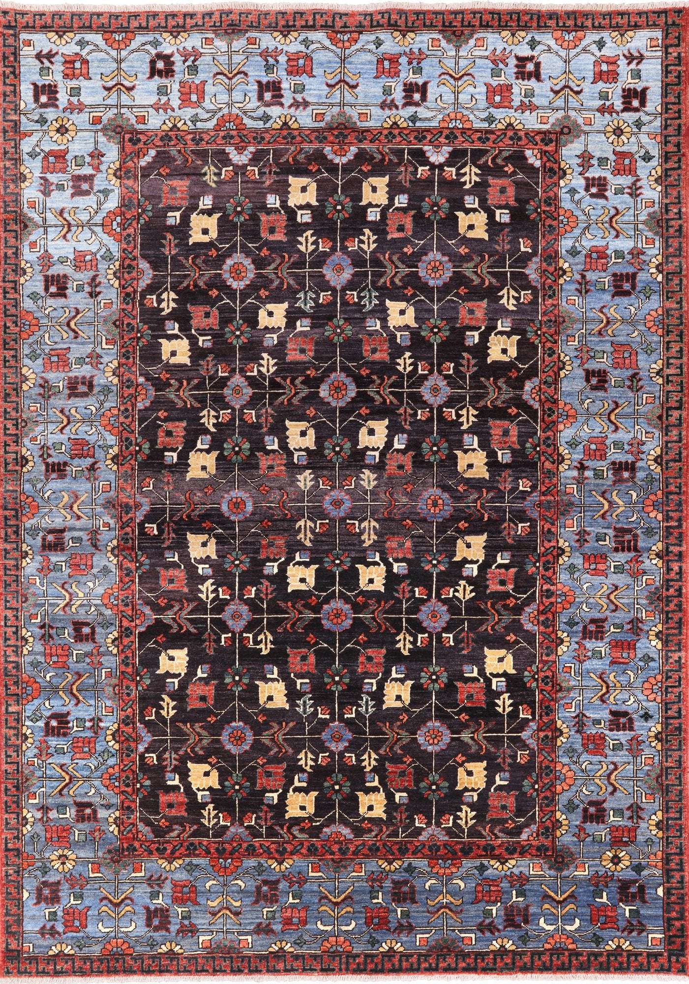 Black Fine Serapi Handmade Wool Area Rug - 6' 2" X 8' 10" - Golden Nile