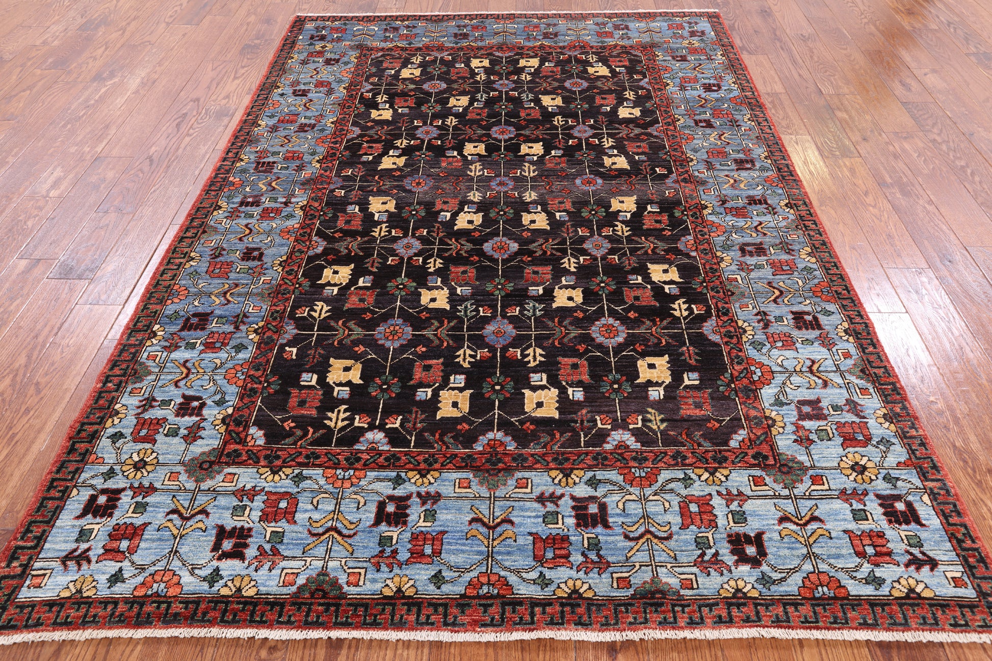 Black Fine Serapi Handmade Wool Area Rug - 6' 2" X 8' 10" - Golden Nile