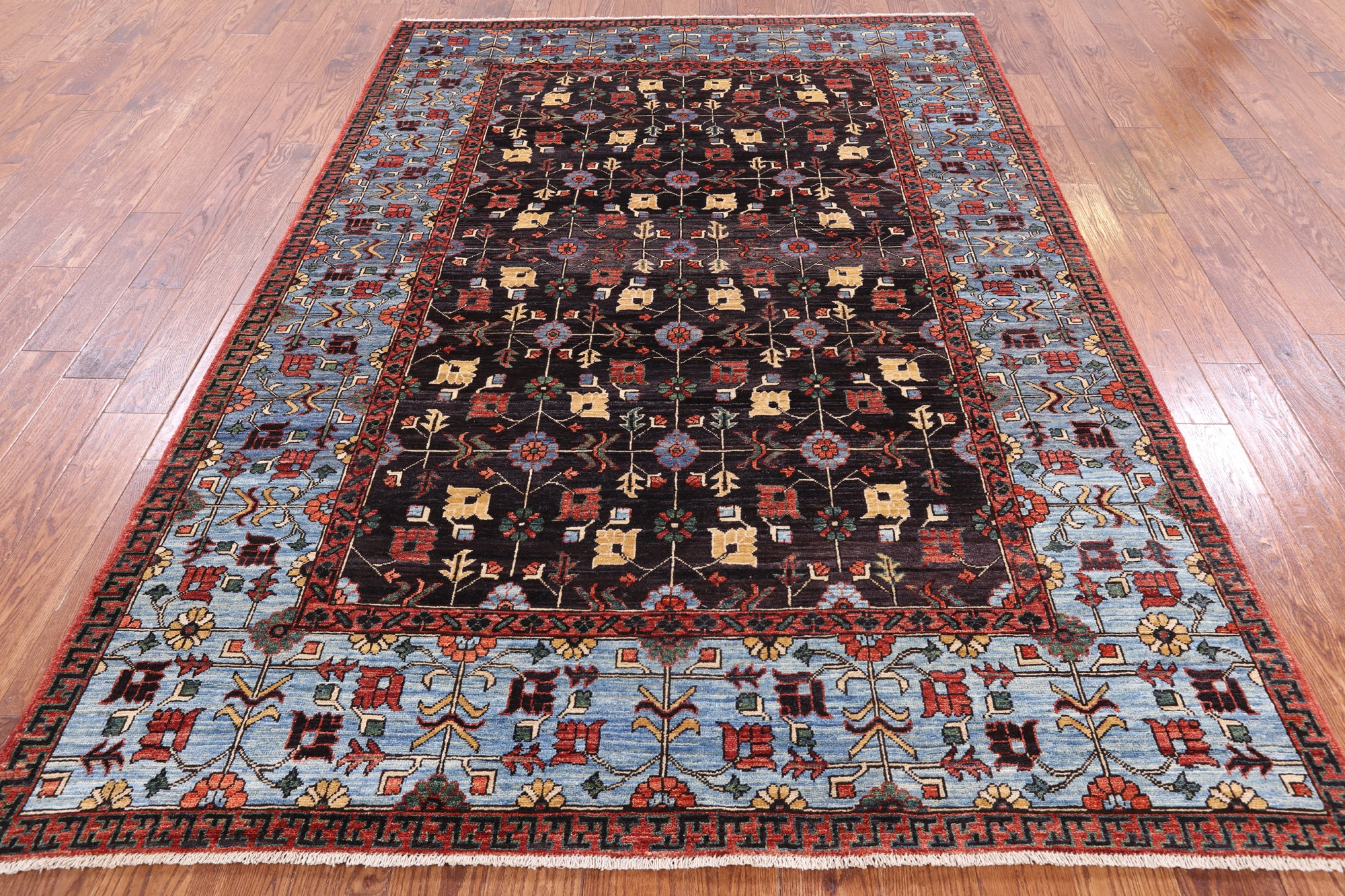 Black Fine Serapi Handmade Wool Area Rug - 6' 2" X 8' 10" - Golden Nile
