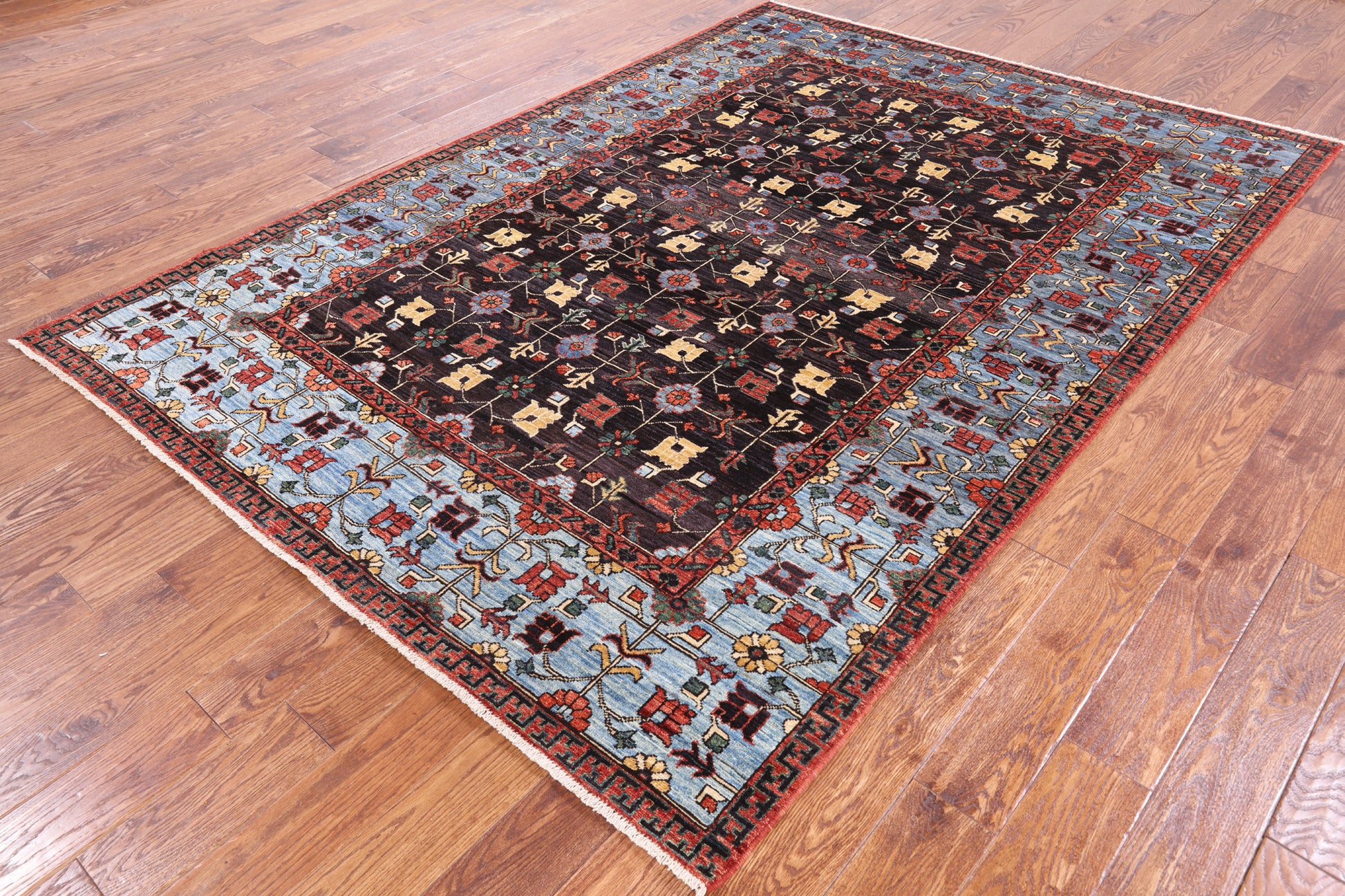 Black Fine Serapi Handmade Wool Area Rug - 6' 2" X 8' 10" - Golden Nile