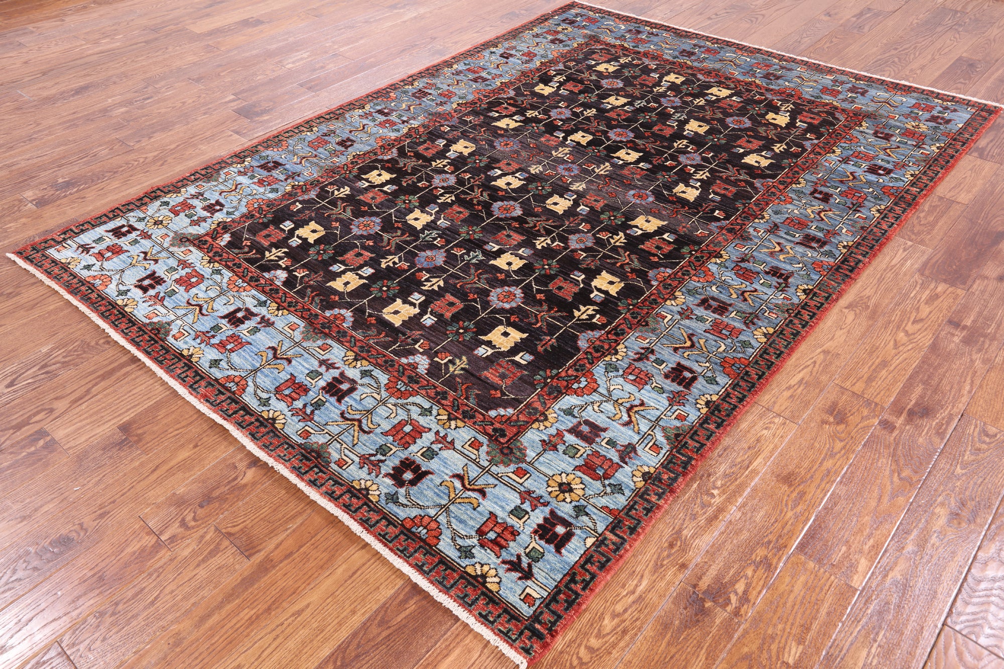Black Fine Serapi Handmade Wool Area Rug - 6' 2" X 8' 10" - Golden Nile
