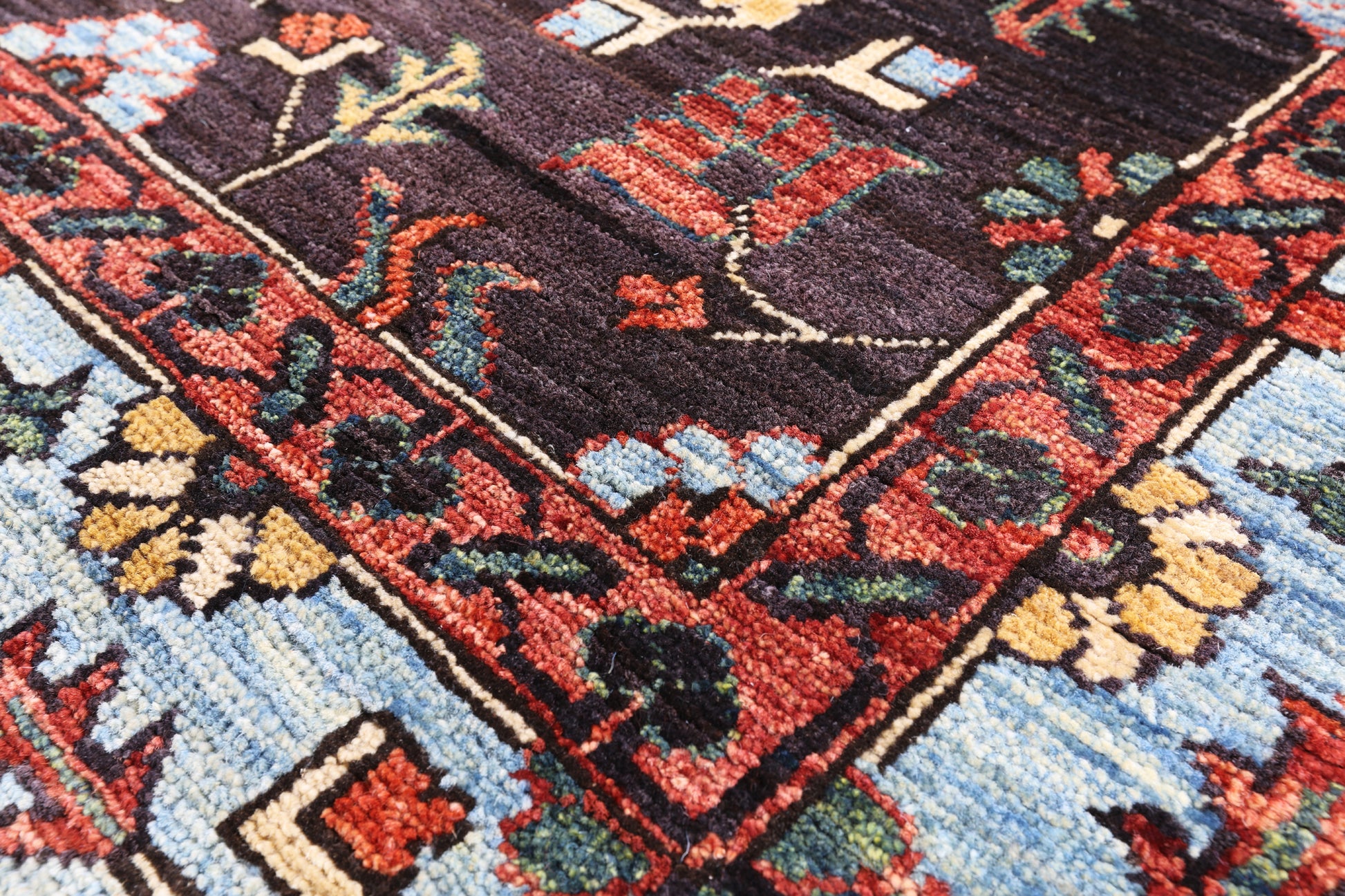 Black Fine Serapi Handmade Wool Area Rug - 6' 2" X 8' 10" - Golden Nile