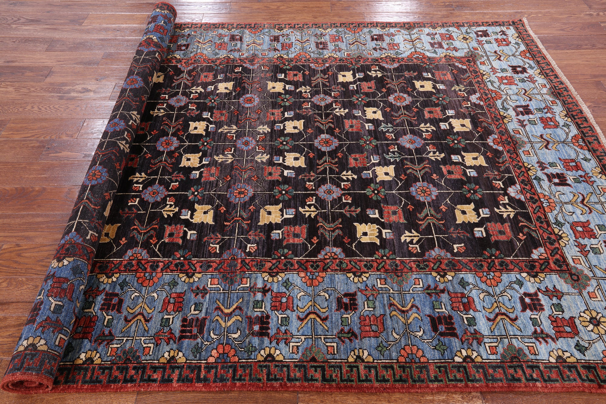 Black Fine Serapi Handmade Wool Area Rug - 6' 2" X 8' 10" - Golden Nile
