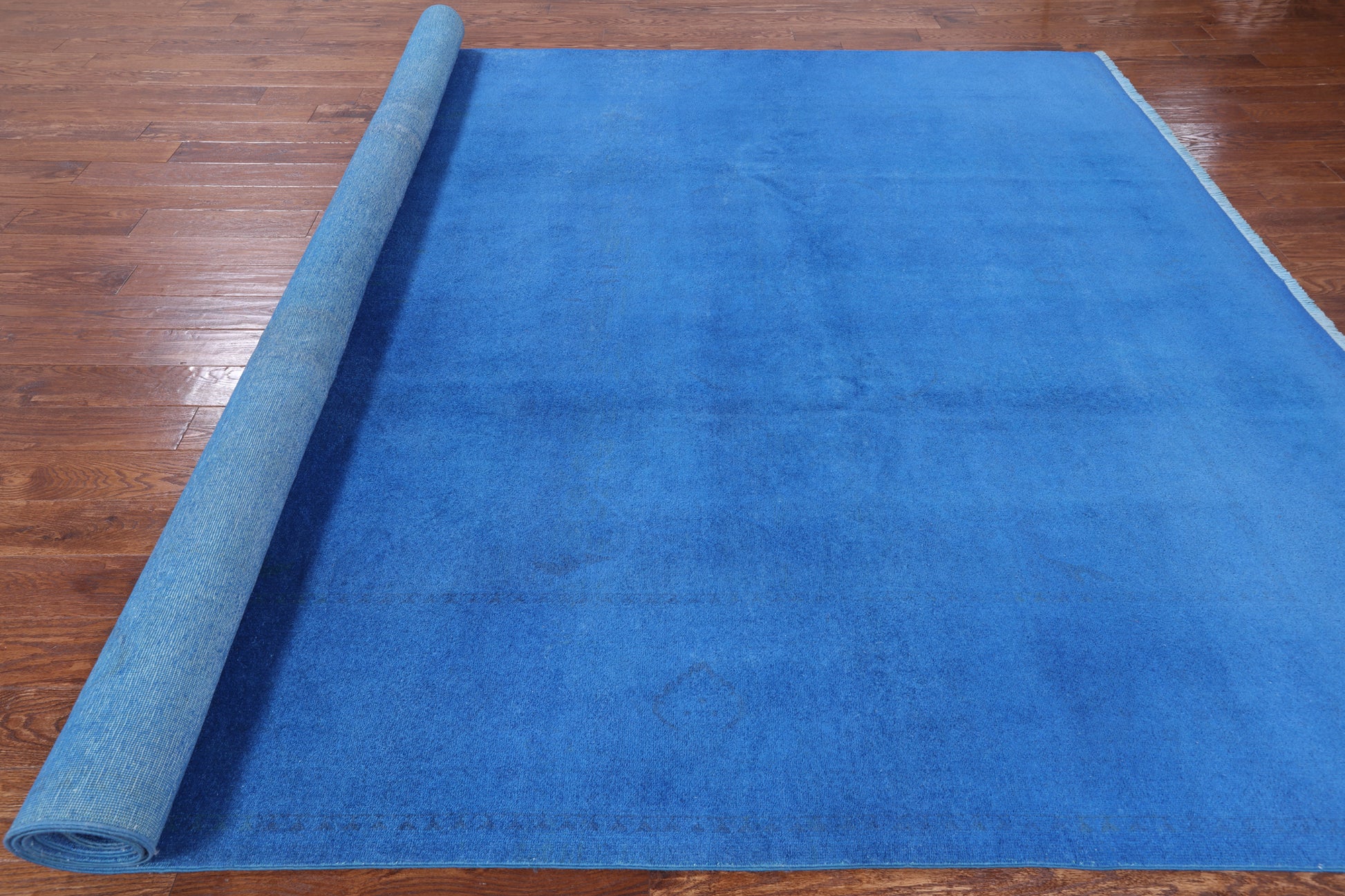 Blue Full Pile Overdyed Handmade Wool Area Rug - 9' 1" X 12' 5" - Golden Nile