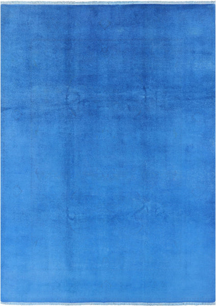 Blue Full Pile Overdyed Handmade Wool Area Rug - 9' 1" X 12' 5" - Golden Nile