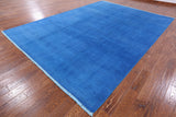 Blue Full Pile Overdyed Handmade Wool Area Rug - 9' 1" X 12' 5" - Golden Nile